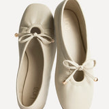 Arlo Ivory Ballet Pumps with Bow Detail
