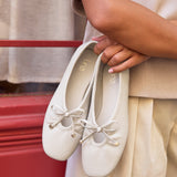 Arlo Ivory Ballet Pumps with Bow Detail