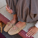 Arlo Taupe Ballet Pumps with Bow Detail