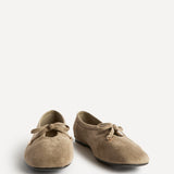 Arlo Taupe Ballet Pumps with Bow Detail
