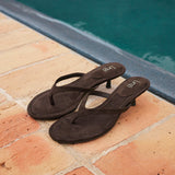 Ascend Brown Faux Suede Mule Heels