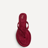 Ascend Red Faux Suede Mule Heels
