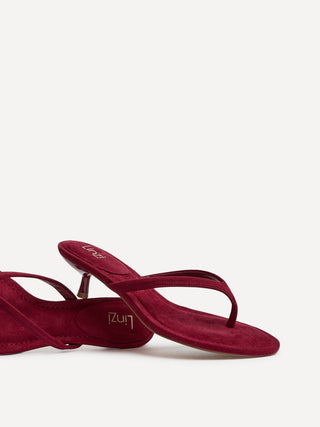 Ascend Red Faux Suede Mule Heels