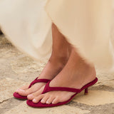 Ascend Red Faux Suede Mule Heels