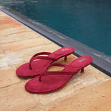 Ascend Red Faux Suede Mule Heels