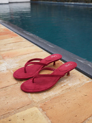 Ascend Red Faux Suede Mule Heels