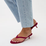 Ascend Red Faux Suede Mule Heels