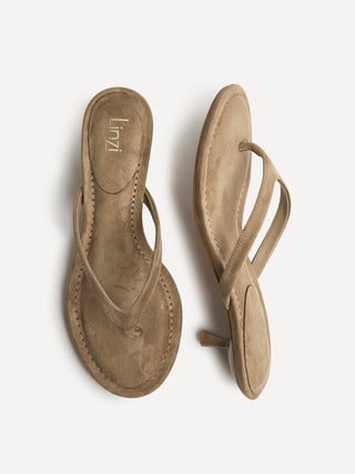 Ascend Taupe Faux Suede Mule Heels