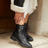 Ashleigh Black Faux Leather Military Boot