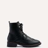 Ashleigh Black Faux Leather Military Boot