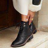 Ashleigh Black Faux Leather Military Boot