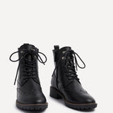 Ashleigh Black Faux Leather Military Boot