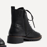 Ashleigh Black Faux Leather Military Boot