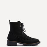 Ashleigh Black Faux Suede Military Boot