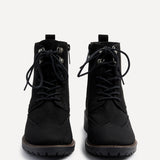 Ashleigh Black Faux Suede Military Boot