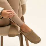 Aspen Taupe Suede Leather Slipper Shoes