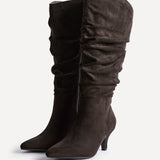 Assured Wide Fit Brown Kitten Heel Long Boots