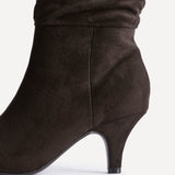 Assured Wide Fit Brown Kitten Heel Long Boots
