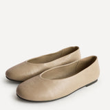 Astra Wide Fit Taupe Faux Leather Ballet Flats