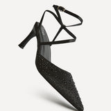 Attire Black Embellished Court Heels