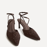 Attire Brown Embellished Court Heels