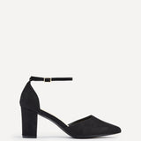Audley Wide Fit Black Faux Suede Court Heels