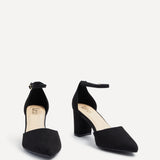 Audley Wide Fit Black Faux Suede Court Heels