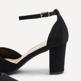 Audley Wide Fit Black Faux Suede Court Heels