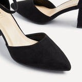 Audley Wide Fit Black Faux Suede Court Heels