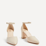 Audley Wide Fit Nude Faux Leather Court Heels