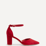 Audley Wide Fit Red Faux Suede Court Heels