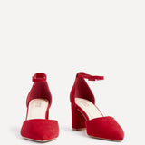 Audley Wide Fit Red Faux Suede Court Heels