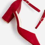 Audley Wide Fit Red Faux Suede Court Heels