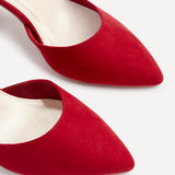 Audley Wide Fit Red Faux Suede Court Heels