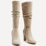 Aura Beige Long Heeled Boots