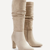 Aura Beige Long Heeled Boots