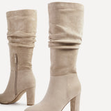 Aura Beige Long Heeled Boots