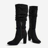 Aura Black Long Heeled Boots