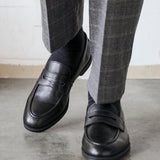 Aurelio Mens Black Faux Leather Penny Loafers