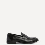 Aurelio Mens Black Faux Leather Penny Loafers
