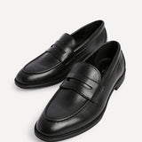Aurelio Mens Black Faux Leather Penny Loafers