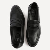Aurelio Mens Black Faux Leather Penny Loafers