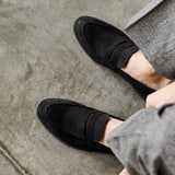 Aurelio Mens Black Faux Suede Penny Loafers