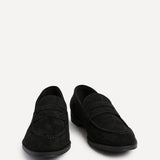 Aurelio Mens Black Faux Suede Penny Loafers