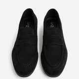 Aurelio Mens Black Faux Suede Penny Loafers