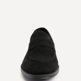Aurelio Mens Black Faux Suede Penny Loafers