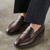 Aurelio Mens Brown Faux Leather Penny Loafers