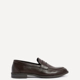 Aurelio Mens Brown Faux Leather Penny Loafers