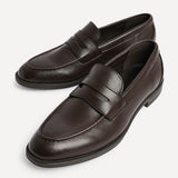 Aurelio Mens Brown Faux Leather Penny Loafers