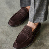 Aurelio Mens Brown Faux Suede Penny Loafers